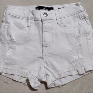 Hollister White High Rise Cuffed Stretch Short-Shorts Size 00 W23